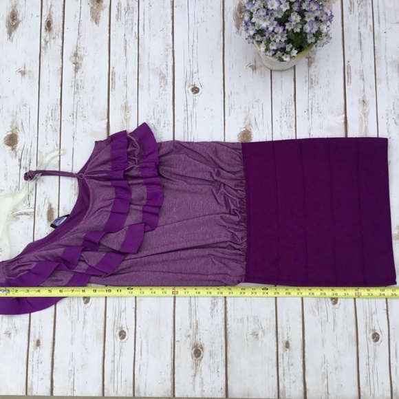 Bebe Ruffled 1 Shoulder Purple Bandage Skirt Dress - Picture 7 of 8